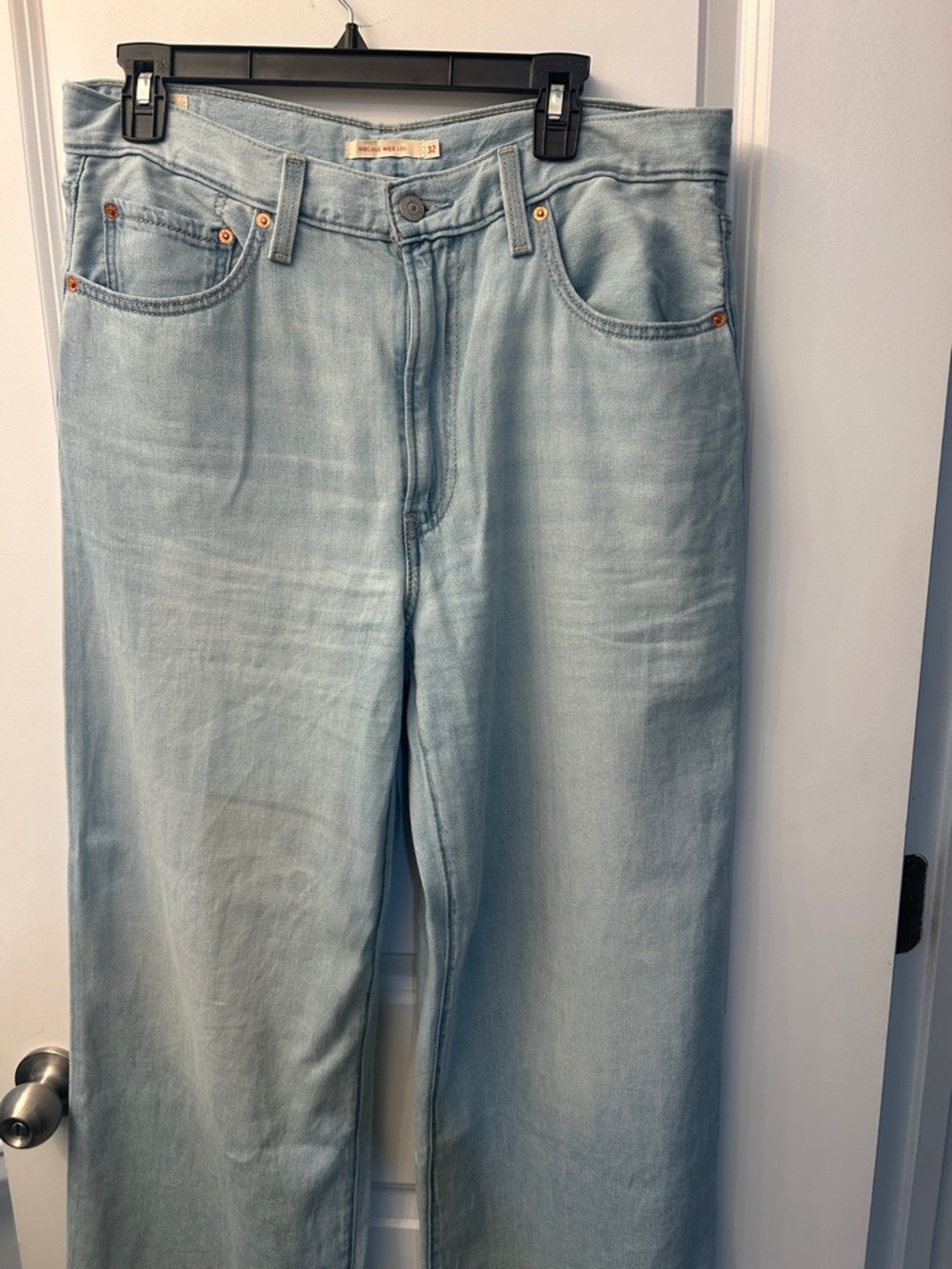 Levi's Light Blue Ribcage High Waisted Linen cotton blend 32 x 32. NWT - Picture 6 of 8
